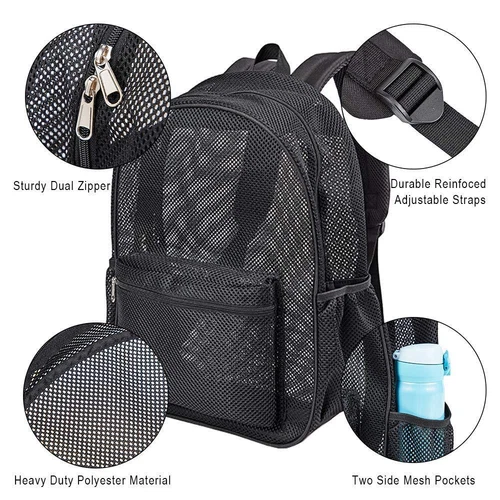 Mochila escolar de malla transparente resistente transparente para estudiantes hombres mujeres - Imagen 9 de 26