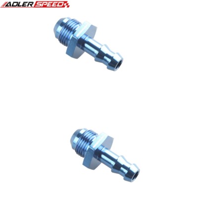 US SHIP 2PCS  8AN AN-8 Male To 8mm Barb Straight Fuel Line Fitting Aluminum Blue