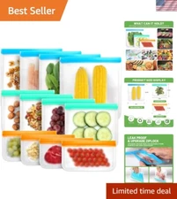 Food-Grade PEVA Reusable Ziplock Bags Variety Pack - Easy Clean & Microwaveable