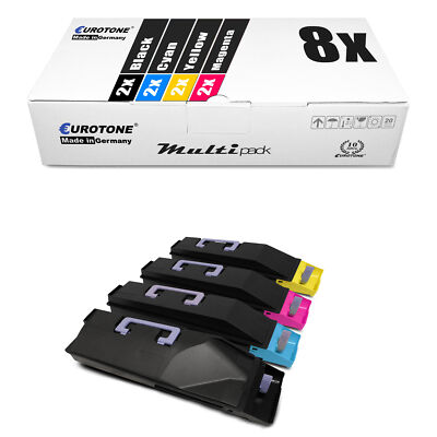 8x Eurotone Eco Cartridge Replaces Kyocera TK-880C TK-880K TK-2887 1/12ft TK-88