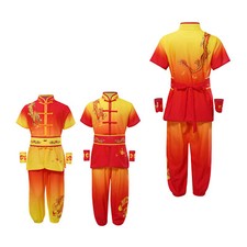 Unisex Kids Set Short Sleeve Outfit Kung Fu Suit Girls Costume Print Boys Arts