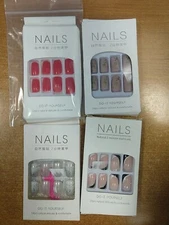 4 Boxes of 24: Square Shaped Press On Nails, (11D-1827)