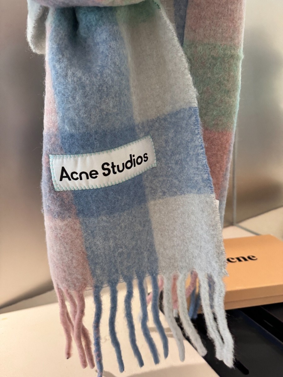 小物 Acne Studios MOHAIR CHECKED SCARF Acne Studios - Mohair checked scarf - Chestnut brown/yellow