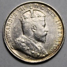 Canada 1904 Silver 5 Cents, High EF Grade, Old Date King Edward VII (C643)