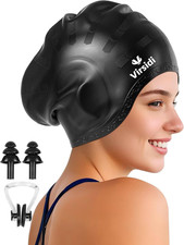 Gorro natacion silicona 3D cabello largo hombre mujer de ajustado y comodo
