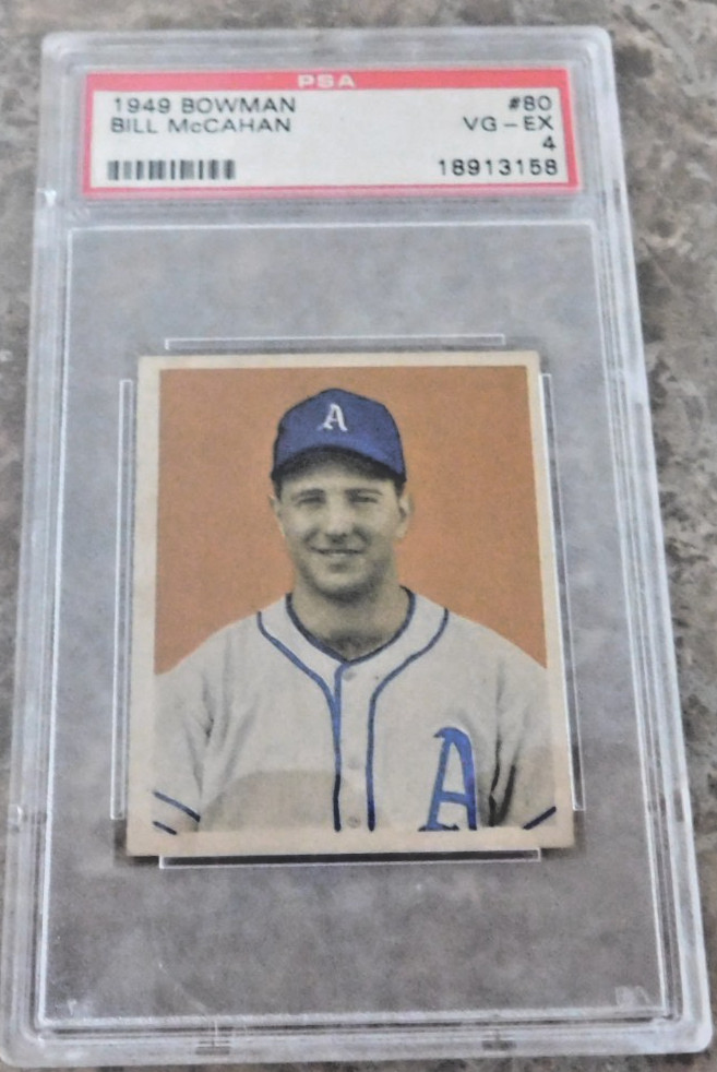1949 bowman baseball card # 80 bill mccahan psa graded 4