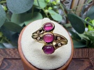 Authentic Beautiful 18ct Gold Plated 925 Silver Ruby & Zircon Ring Size O, 4g Sparkling