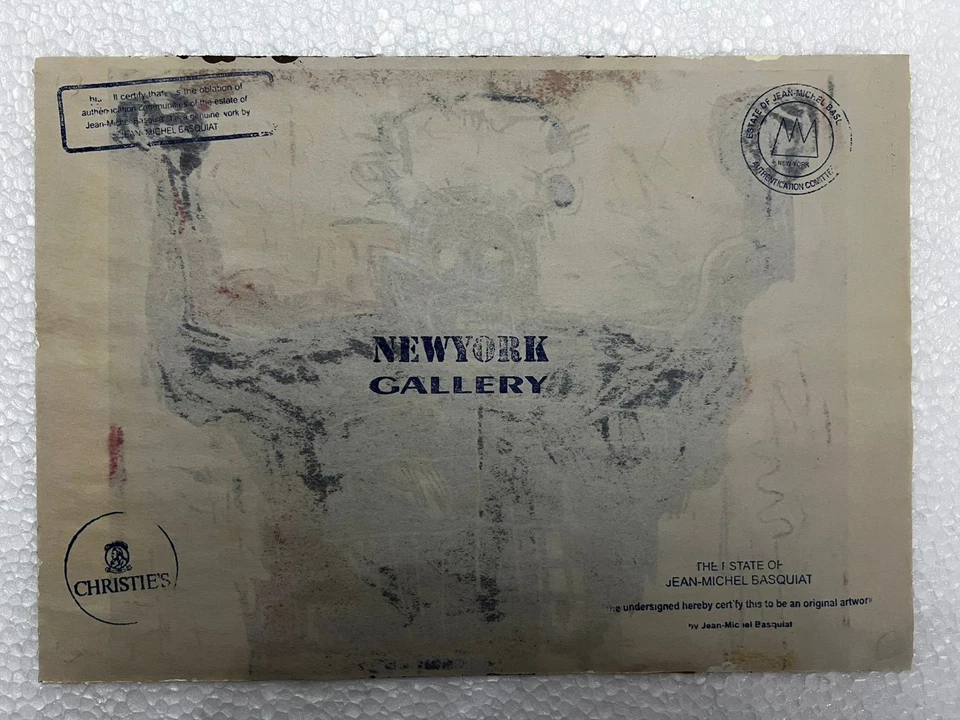 Jean Michel Basquiat - Increíble papel al óleo - Estilo graffity - Firmado - A1 Foto 2 de 2