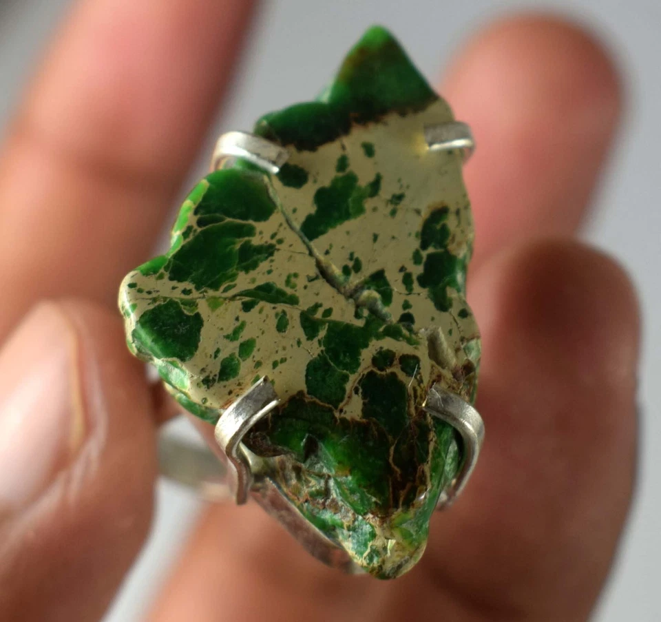Bague brute pierre précieuse turquoise du lac Carico vert naturel 45,05... - Photo 2/4
