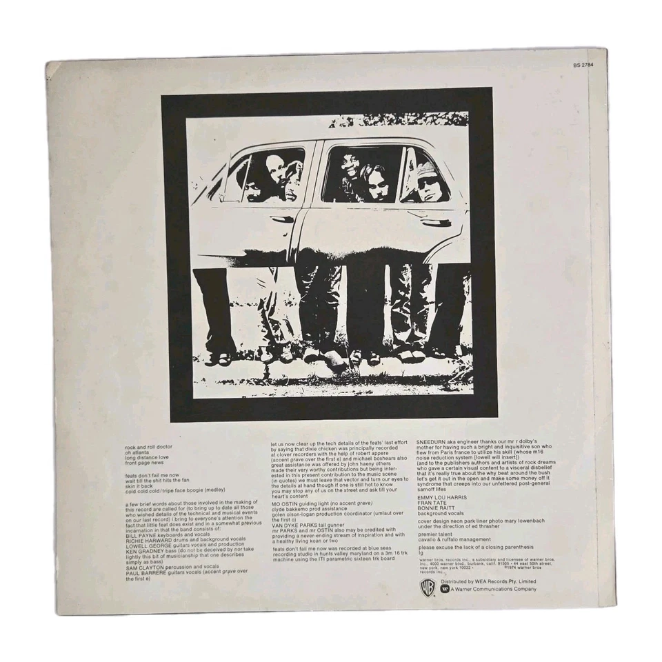 LITTLE FEAT "Feats Don't Fail Me Now" 1st AUSSIE PRESS 12" VINYL LP (BS 2784) EX - Image 2 of 4