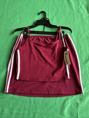 No Boundaries 2pc Skirt Set Burgandy NWT Burgandy With White Stripe Size Small
