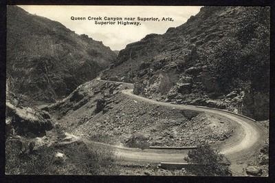 Superior Arizona QUEEN CREEK CANYON Winding Road ALBERTYPE Postcard