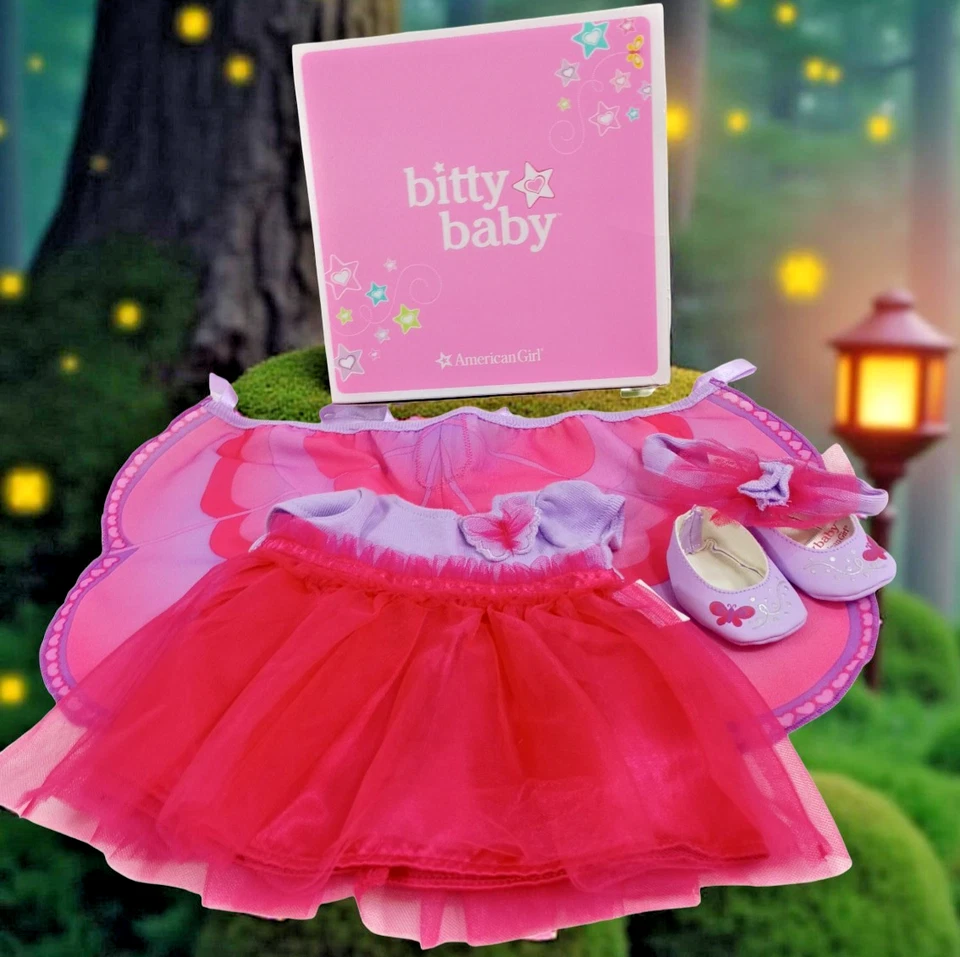 American Girl Bitty Baby Flutter And Fly Vestido Diadema Capa Alada Zapatos Nuevos Foto 2 de 4