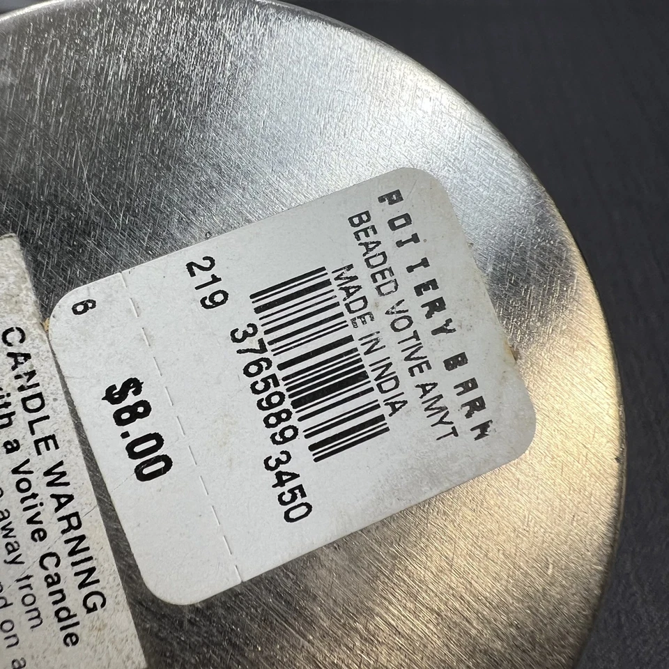 Pottery Barn Votive Tea Light Candle Purple Beaded - Image 4 of 4