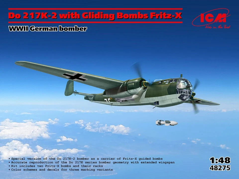 ICM 48275 - 1:48 Do 217K-2 with Fritz-X, WWII German bomber - Neu