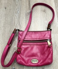 Fossil Vintage Women's Explorer Crossbody Leather Bag Hot Pink