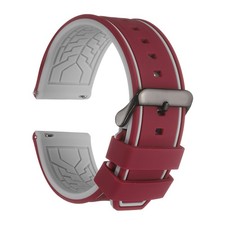 Silicone Watch Bands 26mm Soft Watch Bands with Black Buckle, Fuchsia Grey