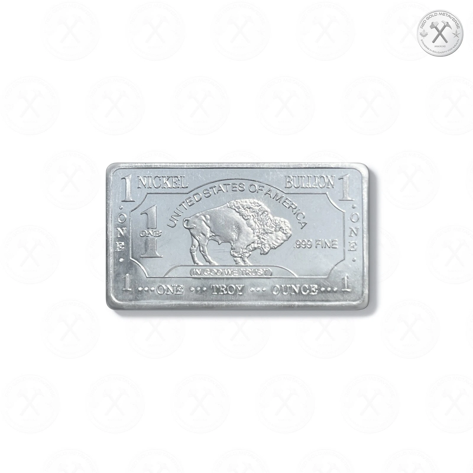 1 Troy ounce/oz .999 Pure Nickel American Buffalo Bullion Ingot