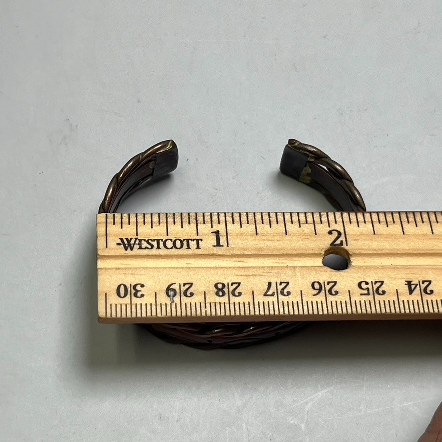 3- Solid Copper Braided Cuff Bracelet Vintage Ban… - image 16