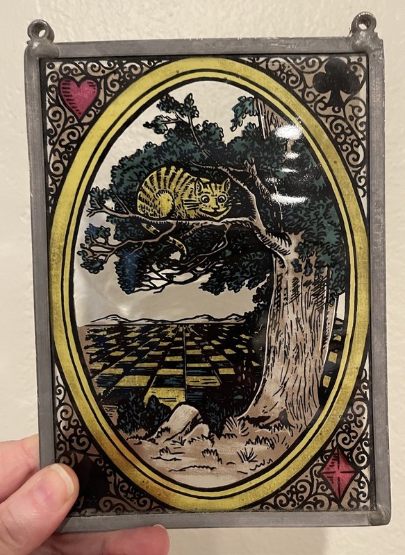 GLASSMASTERS STAINED GLASS 5x7 SUN CATCHER ALICE IN WONDERLAND - TRIPTIQUE