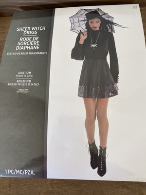 Adult Sheer Witch Black Halloween Costume Dress Women s Size Small Fits Up To 8