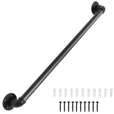 3 FT Iron Handrail for Steps Stair Railing Hand Rail Kit Black Outdoor Indoor