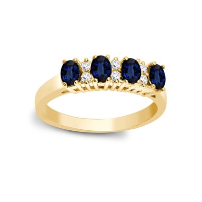 9 Karat Gold Jewelco London Diamantblau Saphir Quadrilogie Ewigkeit Ring 4 mm