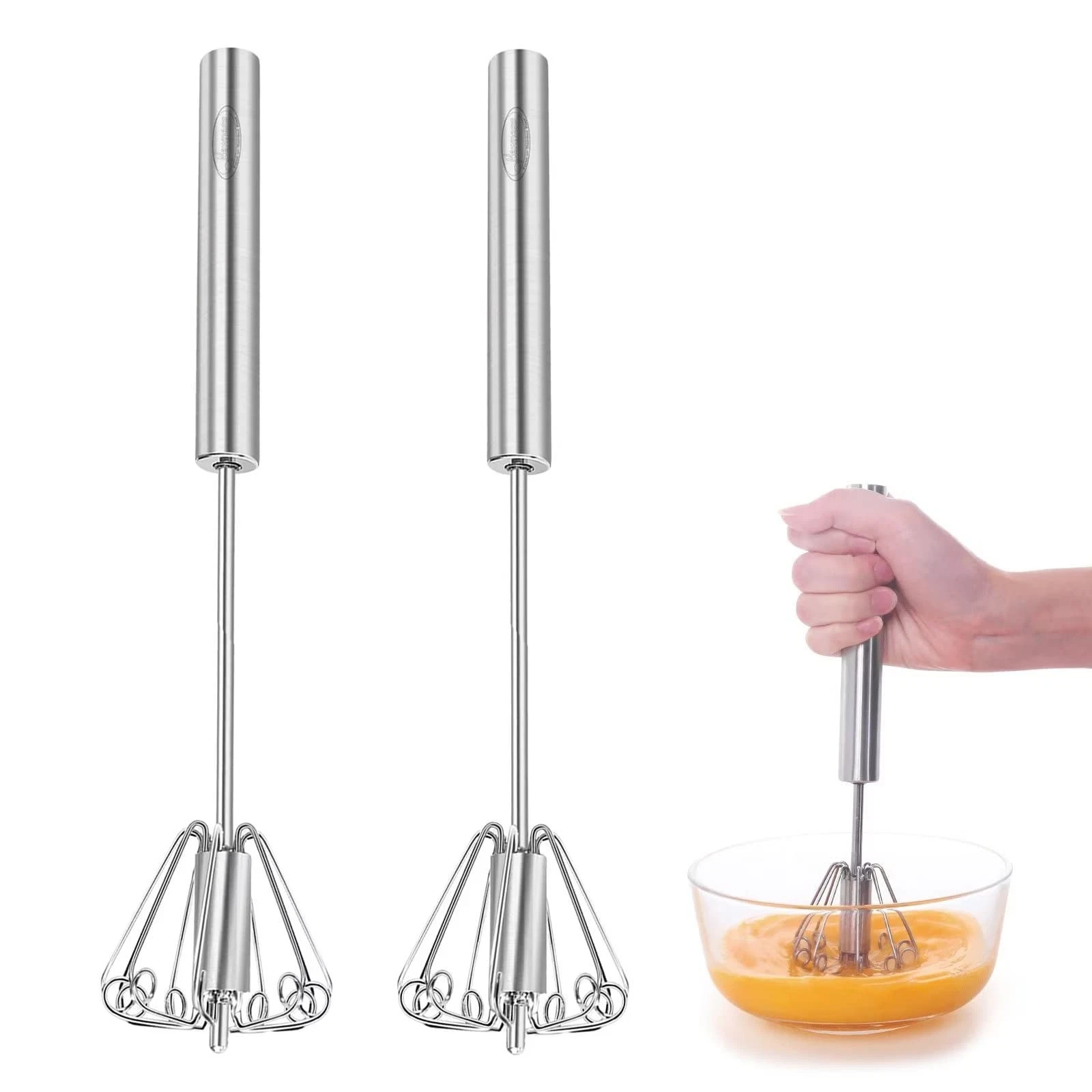 Egg Whisk, [2 Pack] Stainless Steel Blender for Home - Versatile Tool for Egg...