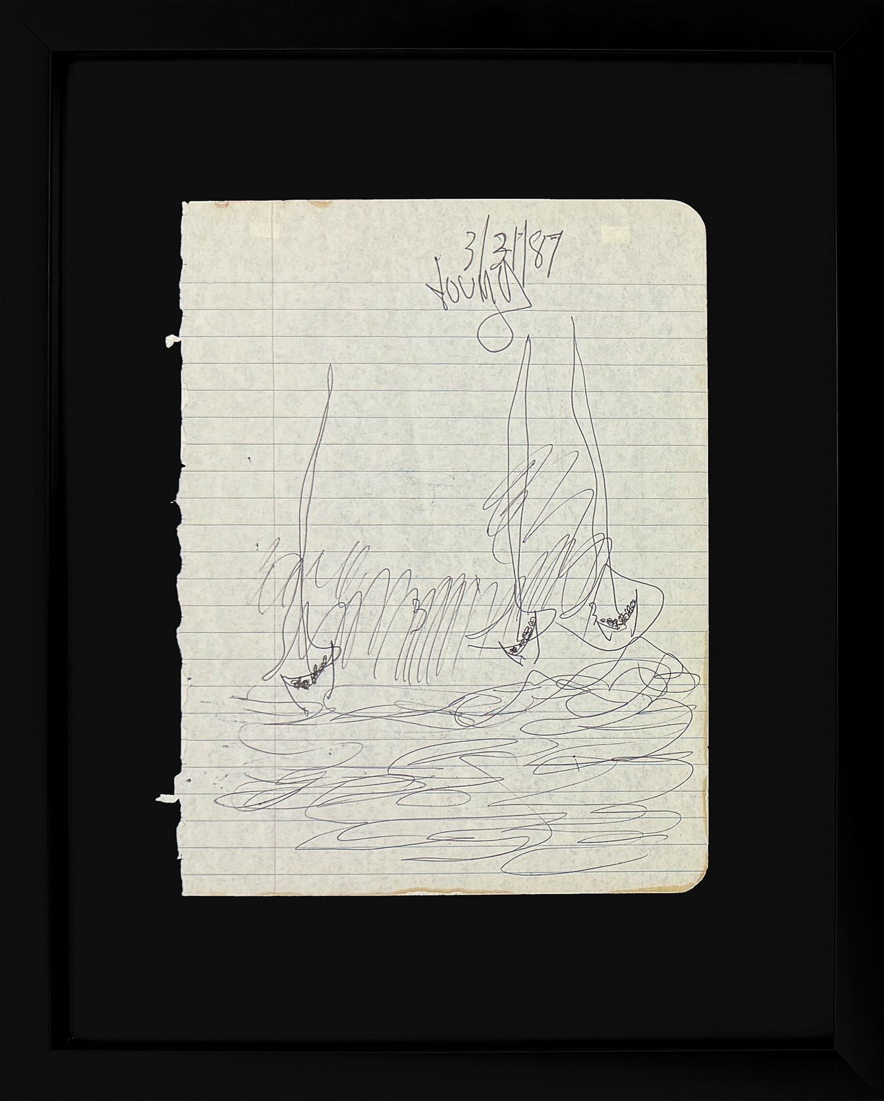 Purvis Young "Vessels of Freedom" | Original Drawing on Paper | 15x12" Framed