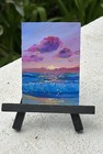 ACEO Original Mini Acrylic Sunset Seascape Clouds in Cardiff by Gale Landscape — photo 2