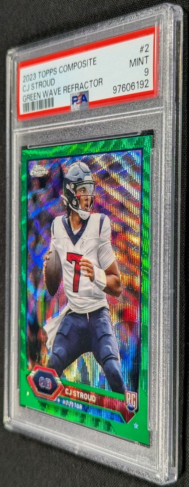 PSA 9 SSP RC #'d /99 CJ STROUD 🚨GREEN WAVE REFRACTOR ROOKIE 🔥2023 Topps Chrome view 6