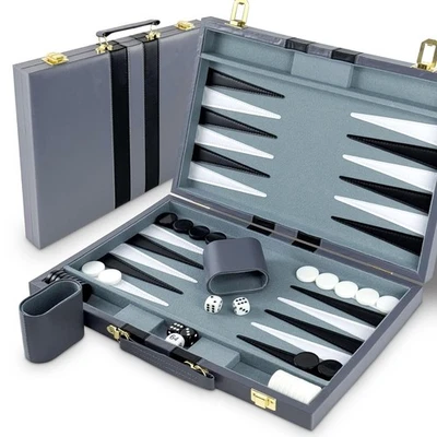 Backgammon Set, 18" Klassisches Backgammon Koffer, 2 Spieler Brettspiel Tragb... - Bild 1 von 4
