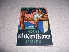 Vintage Hotel WildenMann Travel Luggage Label &ndash; Luzern Switzerland