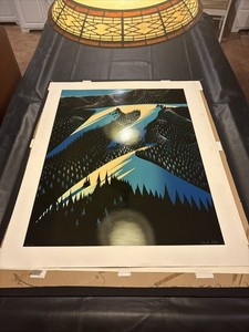 Eyvind Earle BLACK EVERGREEN FOREST Hand Signed Serigraph 34/300