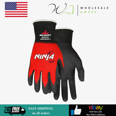 MCR Safety Gloves N96970M Ninja BNF Work Gloves, 18 Gauge NylonSpandex Shell, M