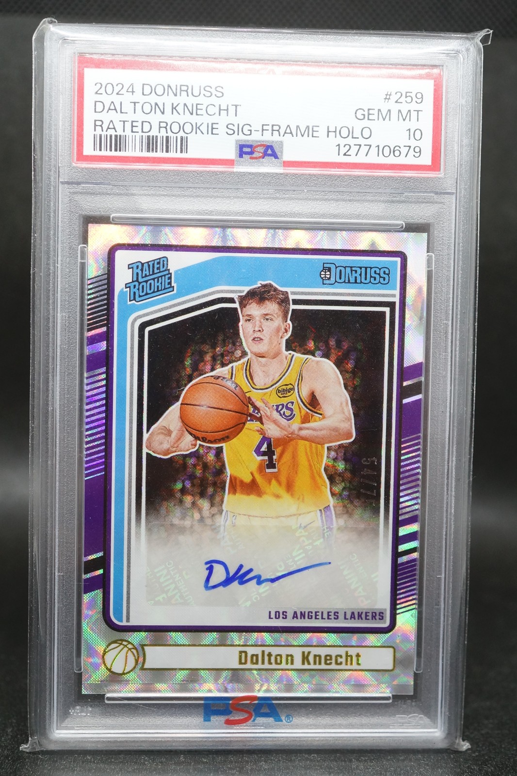 2024 Panini Donruss Dalton Knecht Holo Frame Rated Rookie Auto /75 PSA 10 POP 1