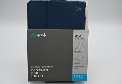 Speck Balance Folio 10.2'' Apple iPad (7th Generation) Case | Color:Clear & Blue