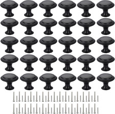 Matte Black Kitchen Cabinet Knobs - Round Drawer Handles 30 Pack Of Hardware