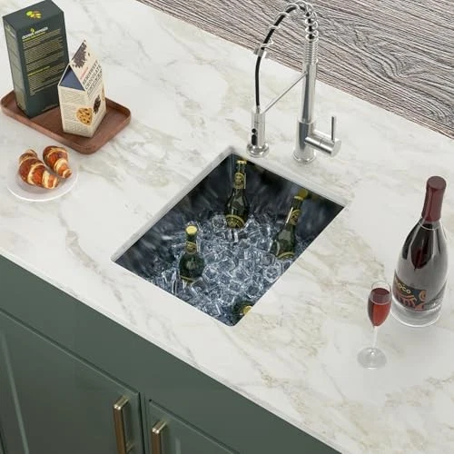 15 Inch Undermount Bar Sink - 15x20 In Handmade 15x20x9 Stainless Steel - Image 3 of 4