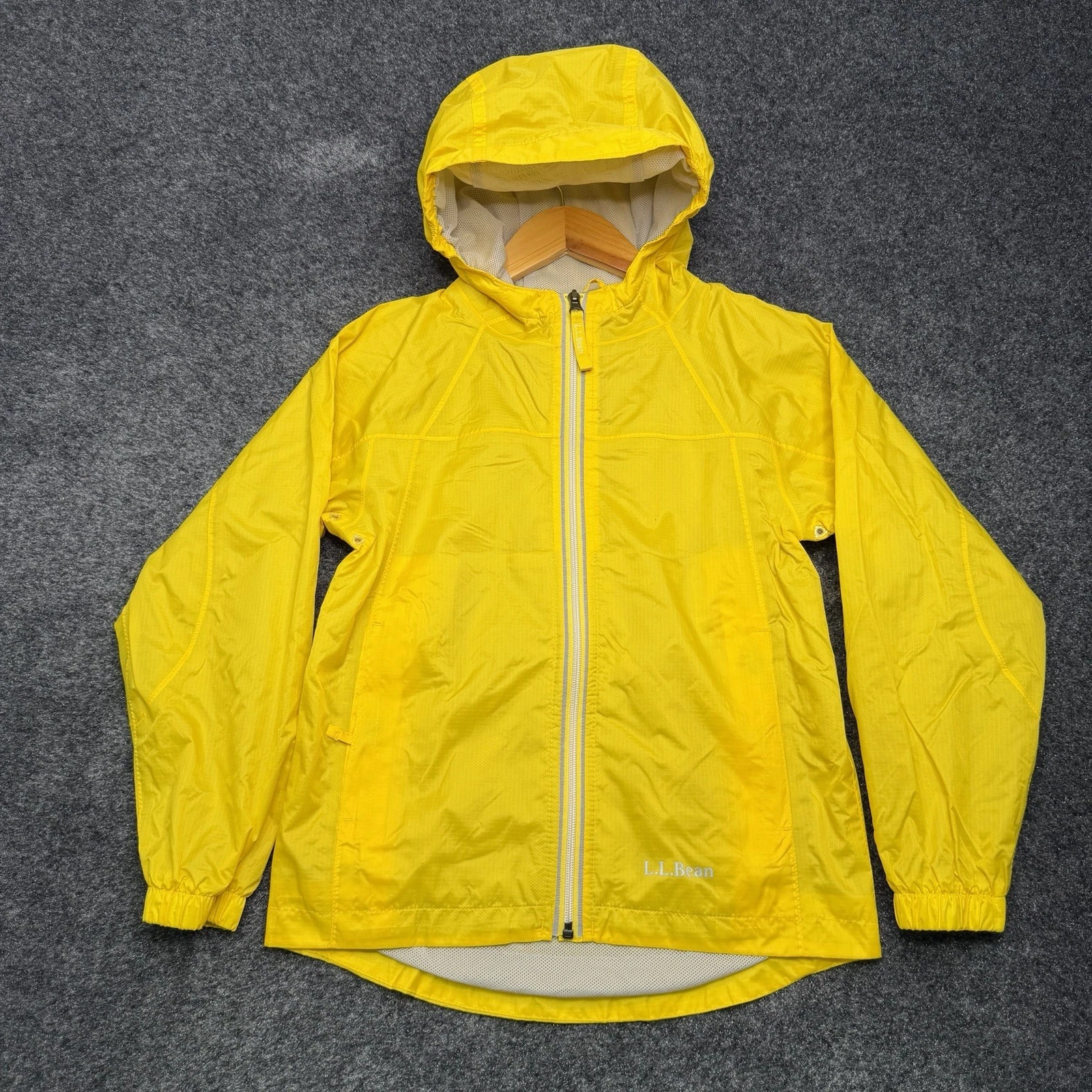 LL Bean Kids Size 8 Rain Jacket Hoodie Lightweight Mesh Lined Windbreaker