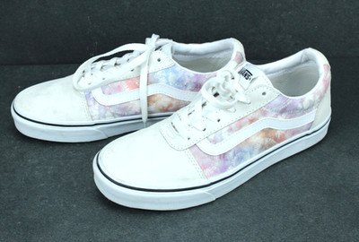 Vans Sneaker Ward Damen Skaterschuhe rosa weiß Gr. 39 Leder Suede Muster FS145