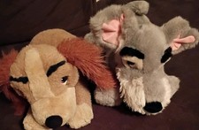 Disney Store Lady and the tramp plush stuffed animals laying dog 12 inches set