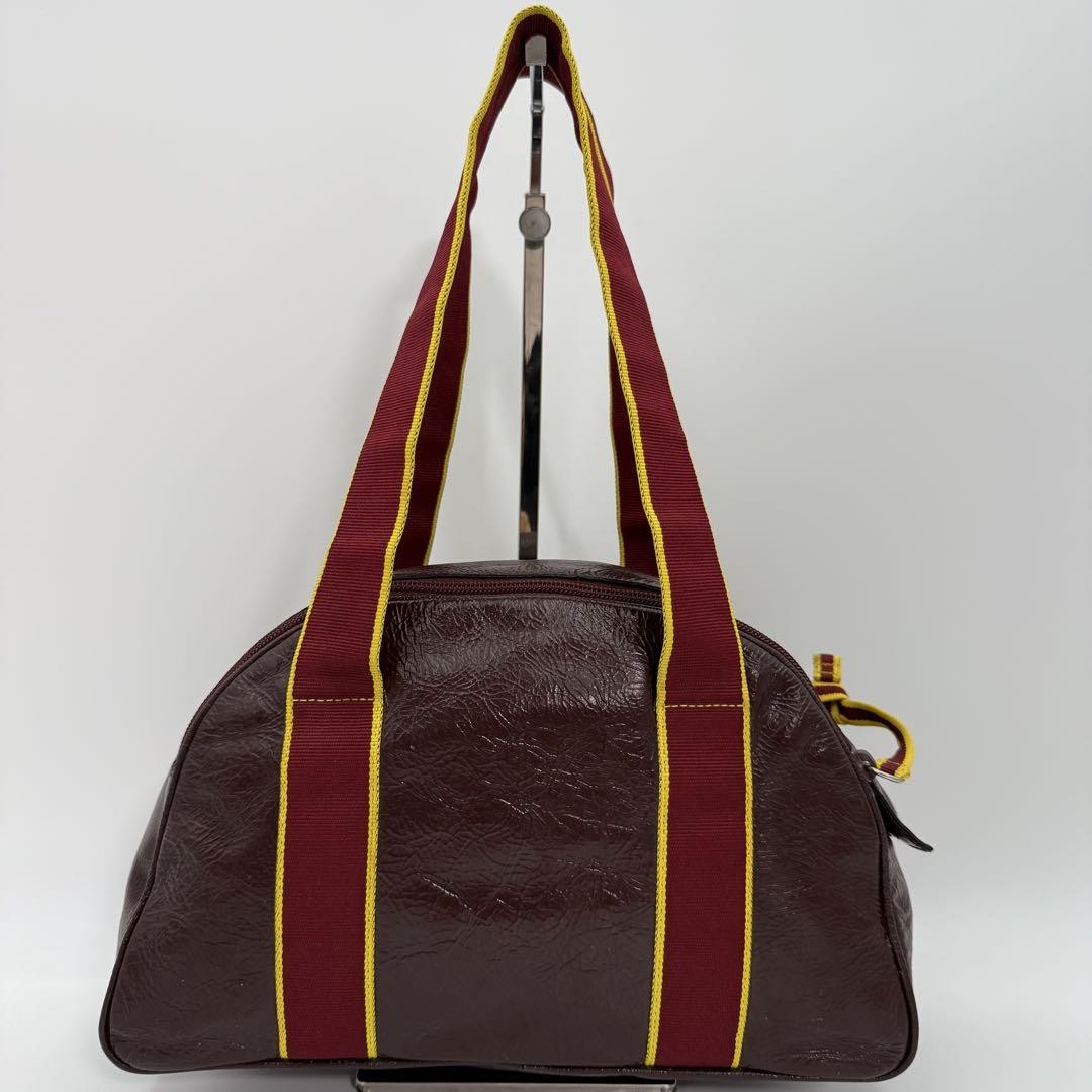 Miu Miu Mini Boston Bag Patent Leather Bordeaux Red Vintage