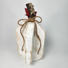 Rustic White Wooden Pumpkin Fall Decor Handmade Farmhouse 16" Tall