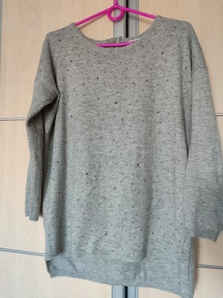 Women Vintage Dressing Pullover Grey Acrylic M