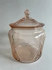 Pink Depression Glass Cookie Jar Hazel Atlas Glass Company Royal Lace Pattern