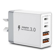 EU/UK/US/AU Wall Plug Multi-Port USB-C/USB-A Mobile Phone Charger, 40W Dual PD F