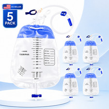 1500 ml Urine Leg Bag, 5 Pack Easy-Tap Disposable Urinary Drainage Bag