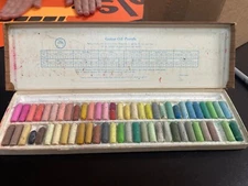 VINTAGE GUITAR OIL PASTELS FULL BOX OF 60 COLORS HALF SIZE Most New