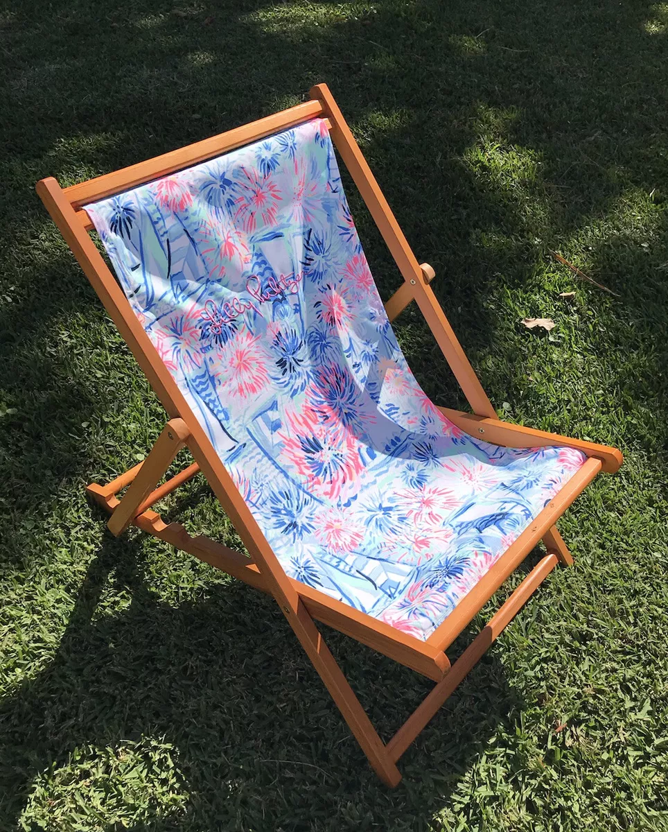 2 Set Lily pulitzer Sea To Shining Sea Folding Sling Back Wooden